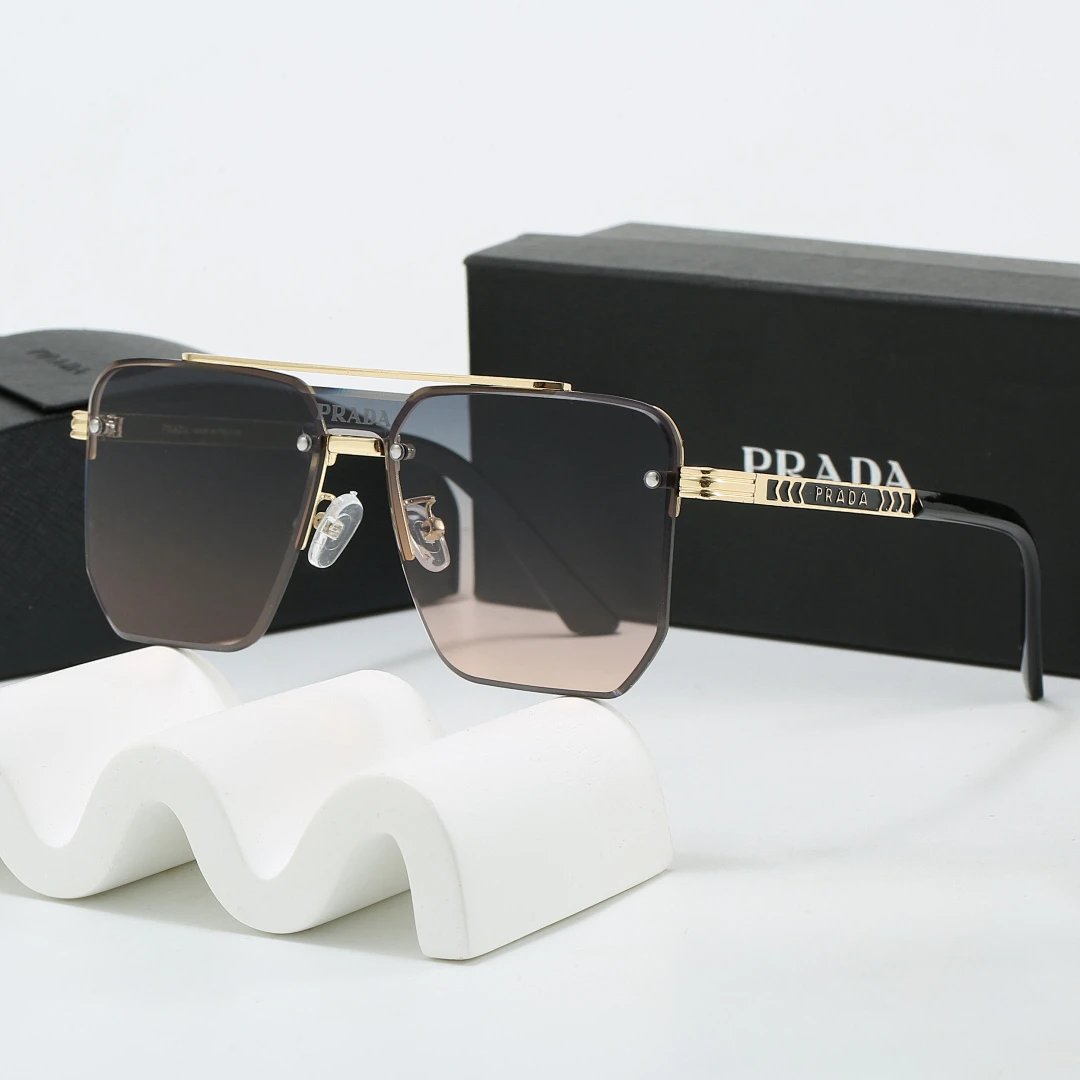 Prada Black Tinted Lens Square Sunglasses, Polished Frame Style 17