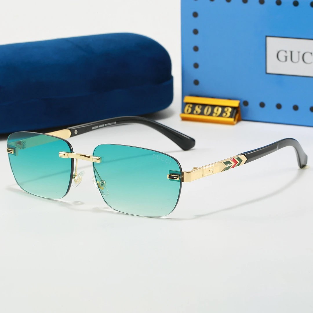Gucci Blue Tinted Lens Square Sunglasses, Polished Frame Style 02