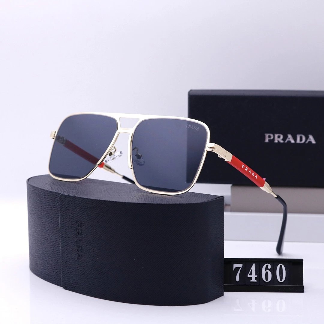 Prada Black Tinted Lens Square Sunglasses, Polished Frame Style 13