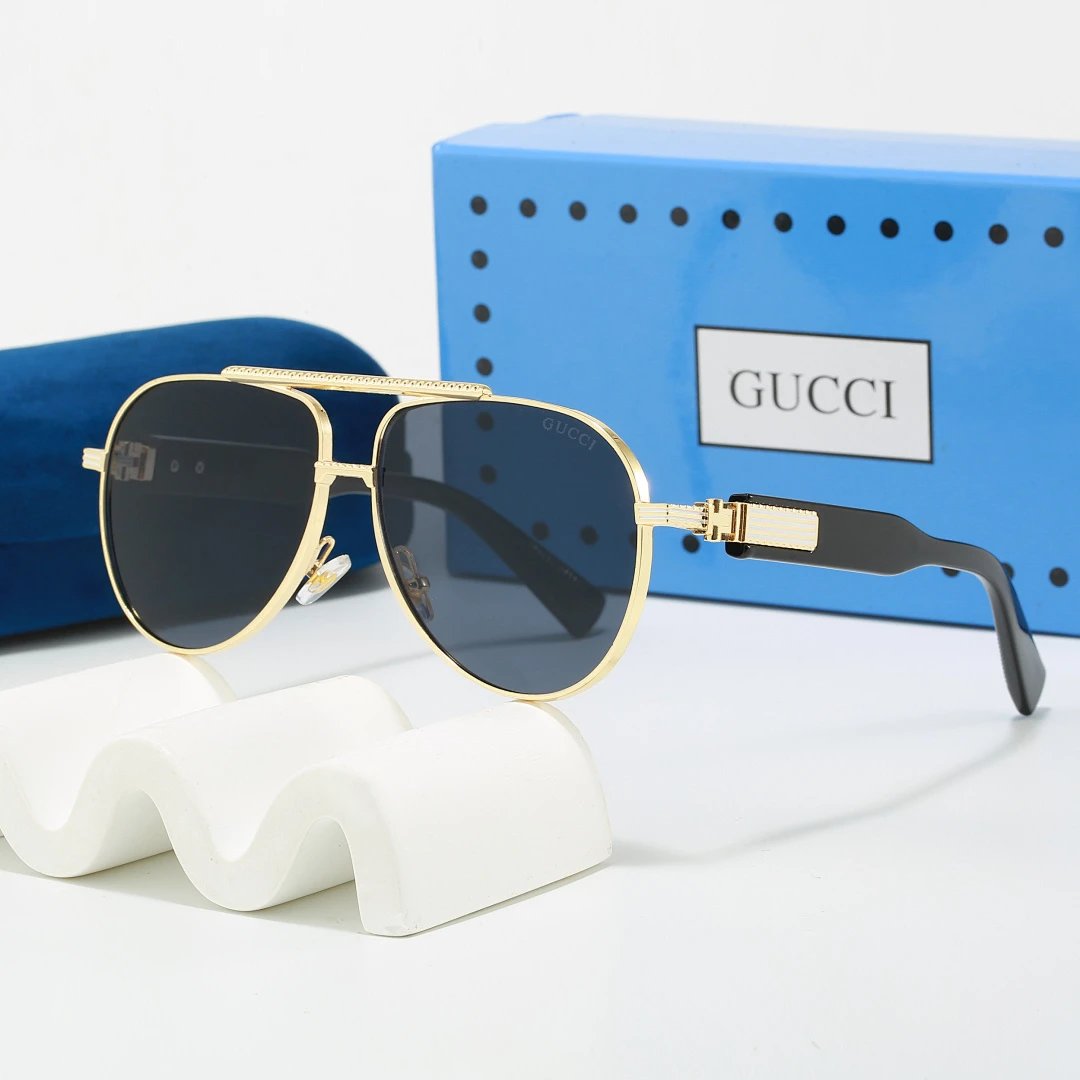 Gucci Blue Tinted Lens Square Sunglasses, Polished Frame Style 01