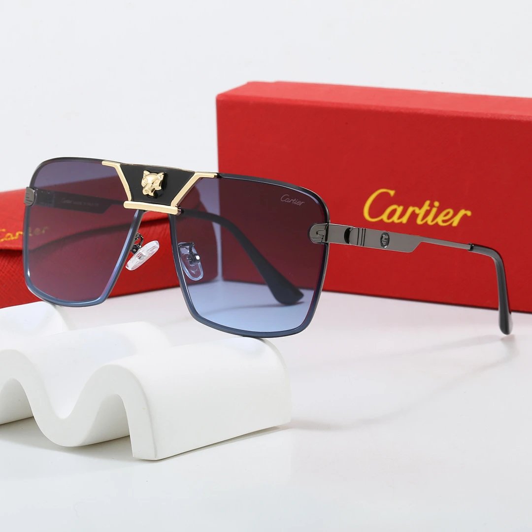 Cartier Red Tinted Lens Geometric Sunglasses, Polished Frame Style 06