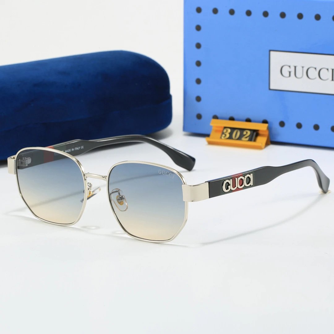 Gucci Blue Tinted Lens Square Sunglasses, Polished Frame Style 12