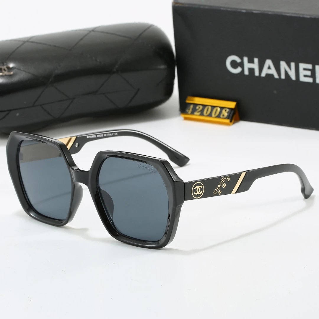 Chanel Black Tinted Lens Square Sunglasses, Polished Frame Style 23