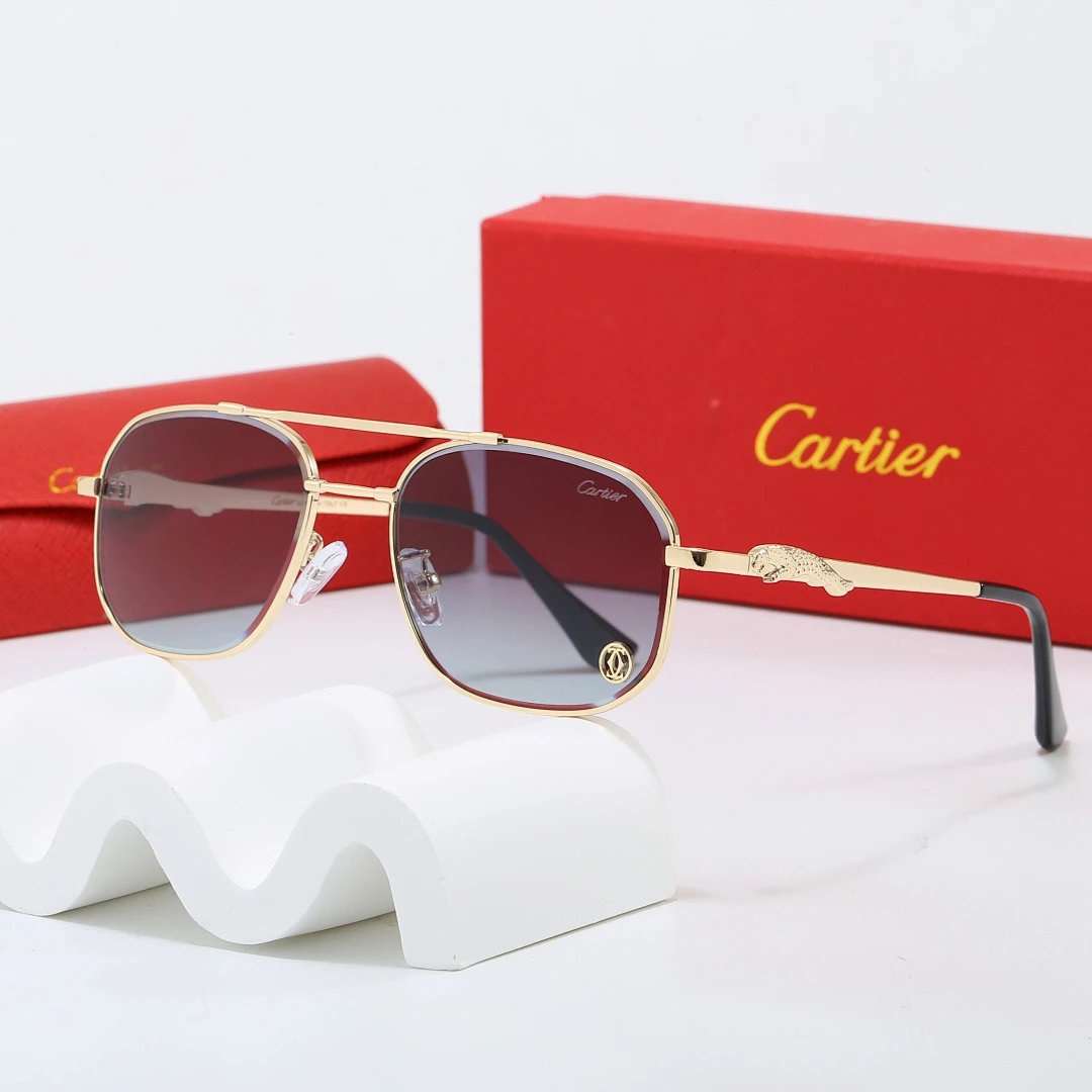 Cartier Red Tinted Lens Geometric Sunglasses, Polished Frame Style 05