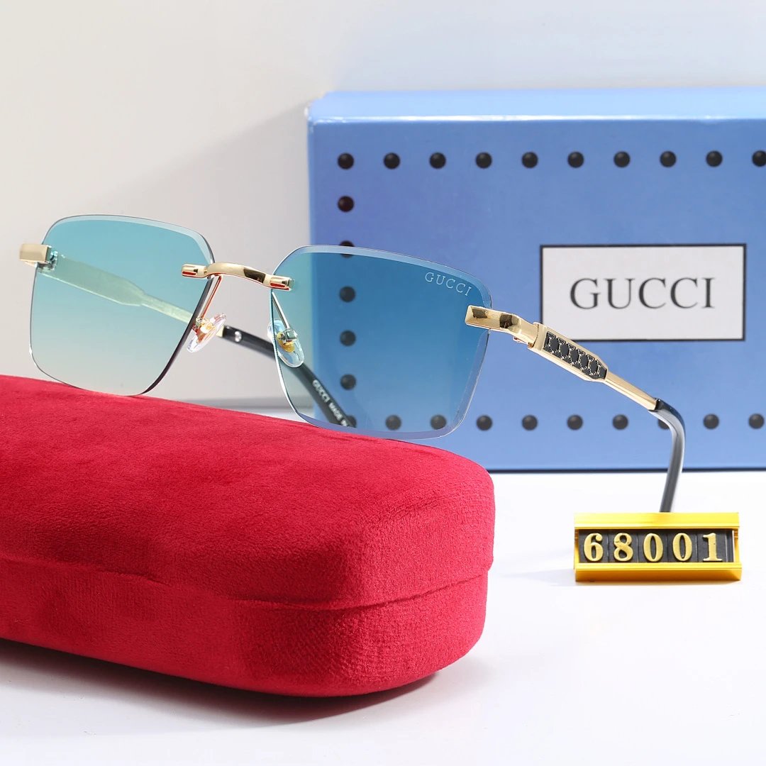 Gucci Red Tinted Lens Square Sunglasses, Polished Frame Style 16