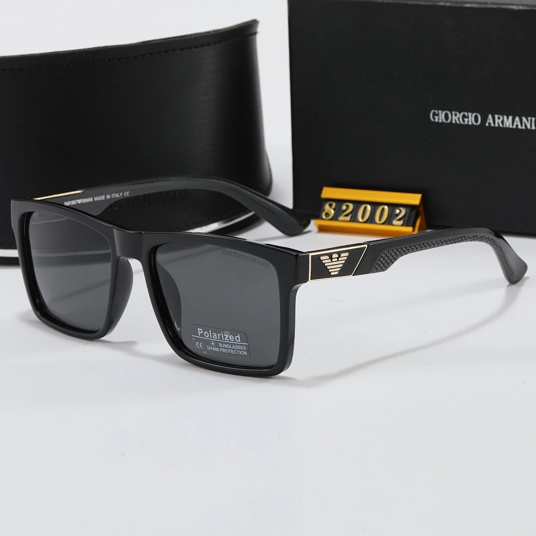 Armani Black Tinted Lens Square Sunglasses, Polished Frame Style 02