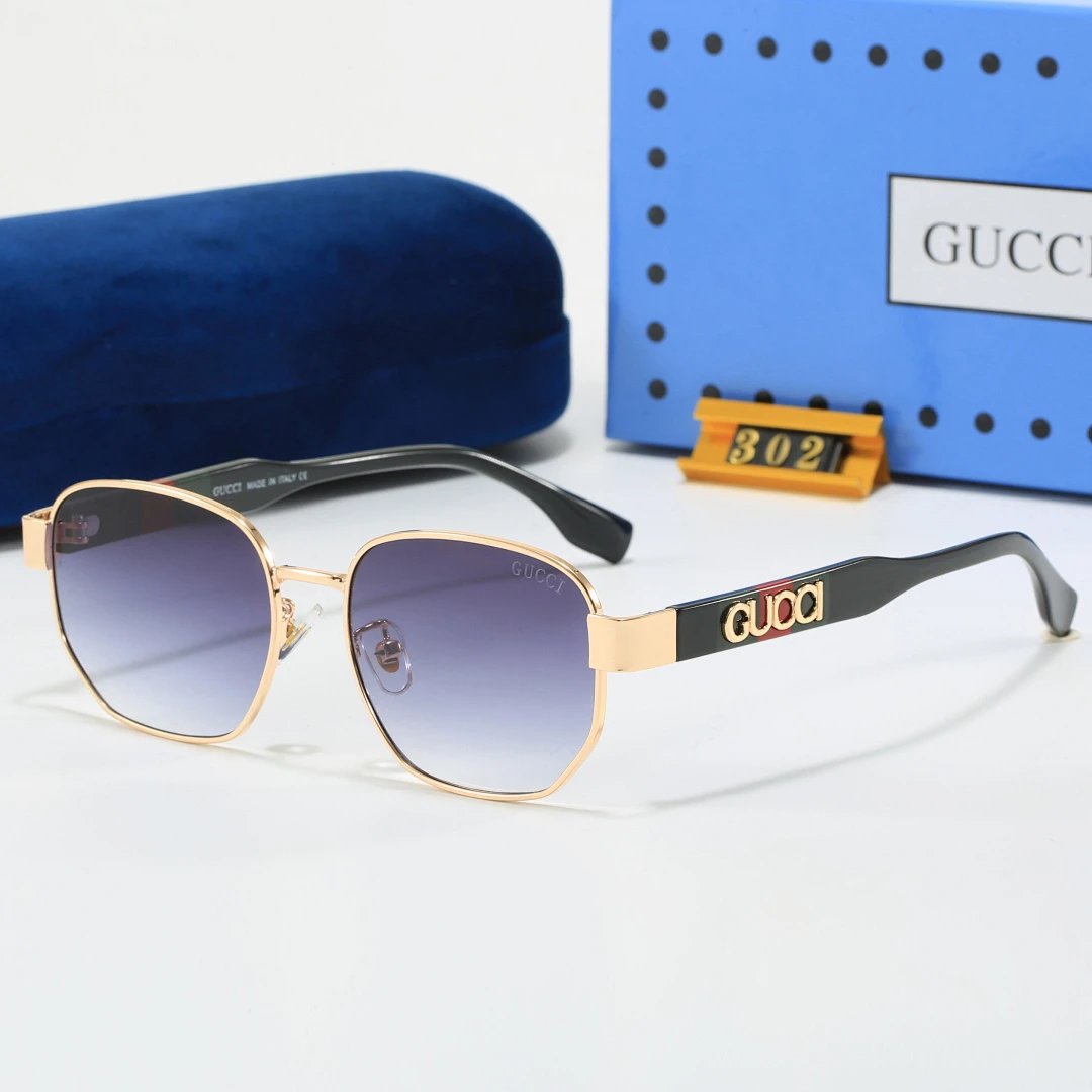 Gucci Blue Tinted Lens Square Sunglasses, Polished Frame Style 10