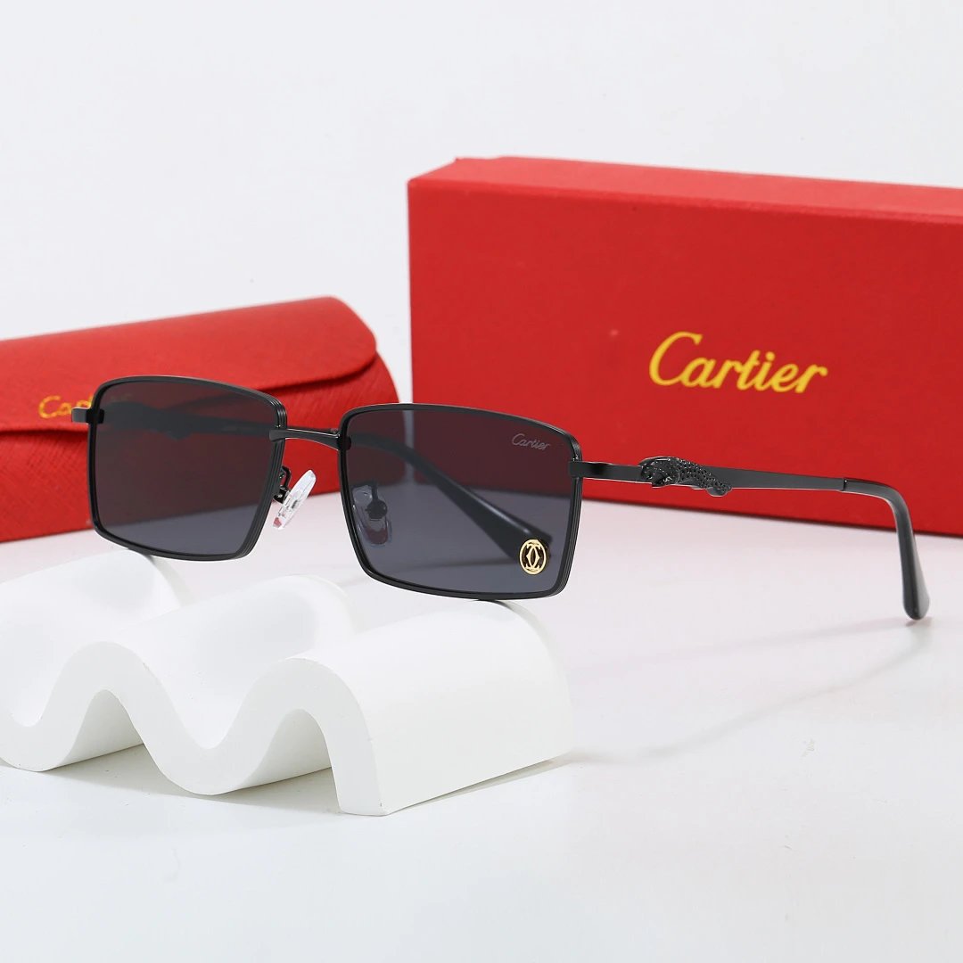 Cartier Red Tinted Lens Geometric Sunglasses, Polished Frame Style 05