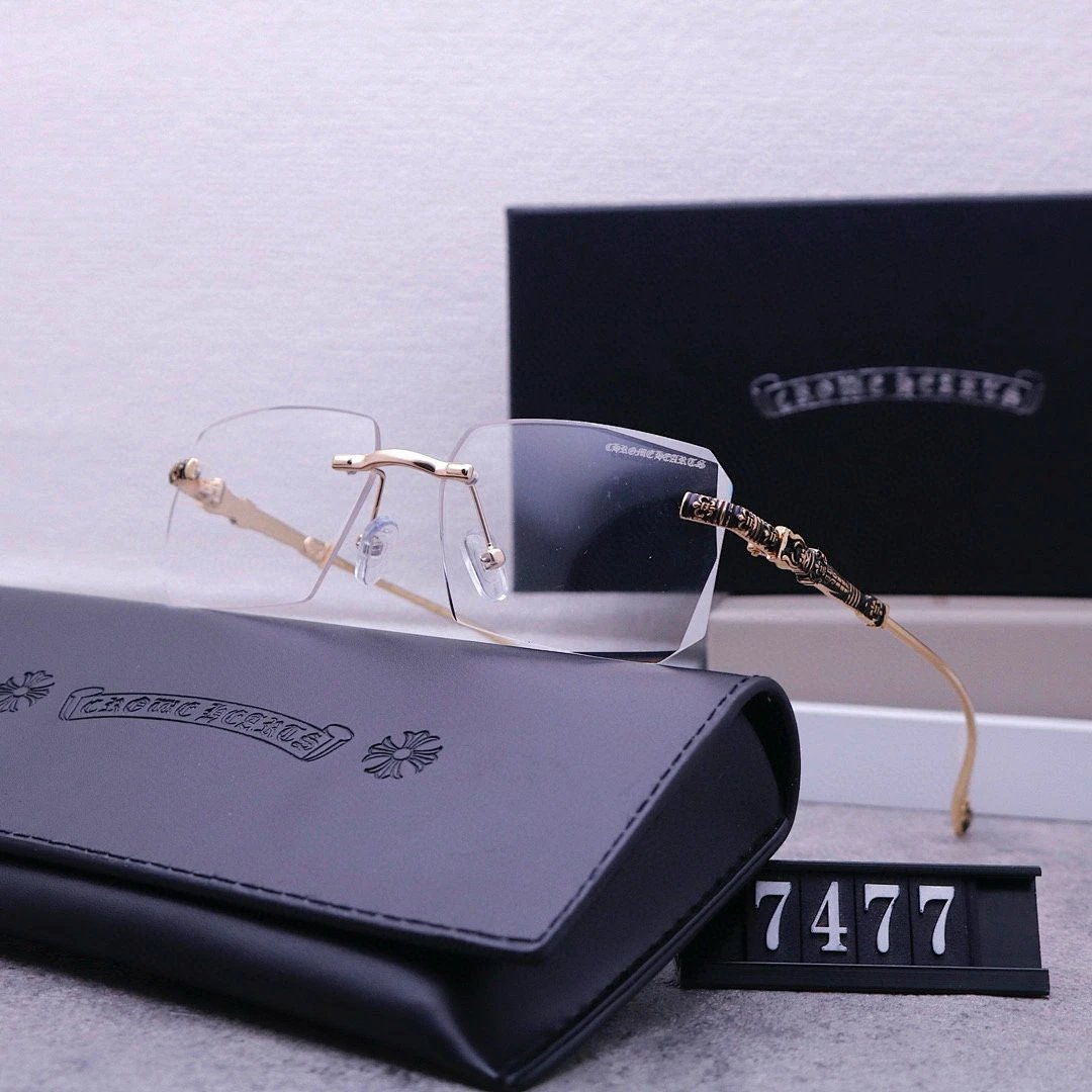 Chrome Hearts Black Tinted Lens Square Sunglasses, Polished Frame Style 07