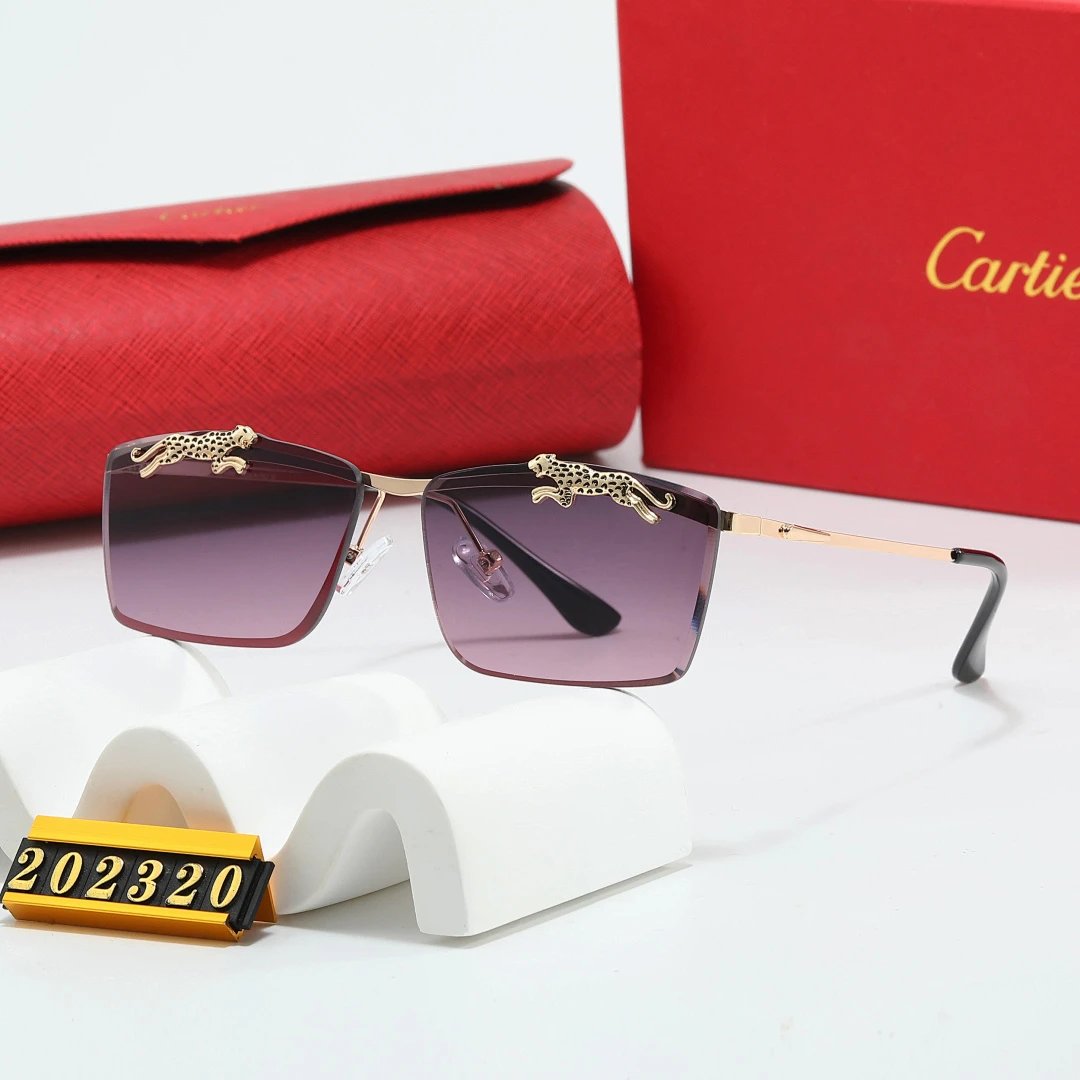 Cartier Red Tinted Lens Geometric Sunglasses, Polished Frame Style 19