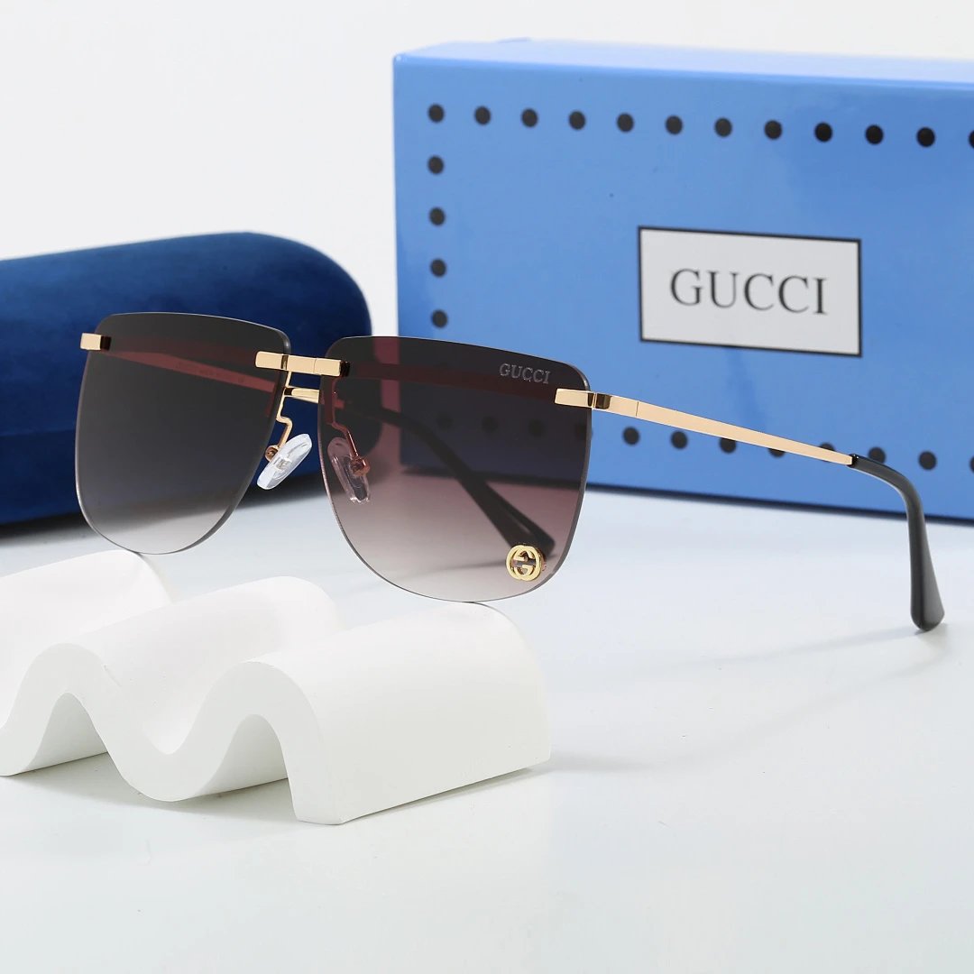 Gucci Blue Tinted Lens Square Sunglasses, Polished Frame Style 03