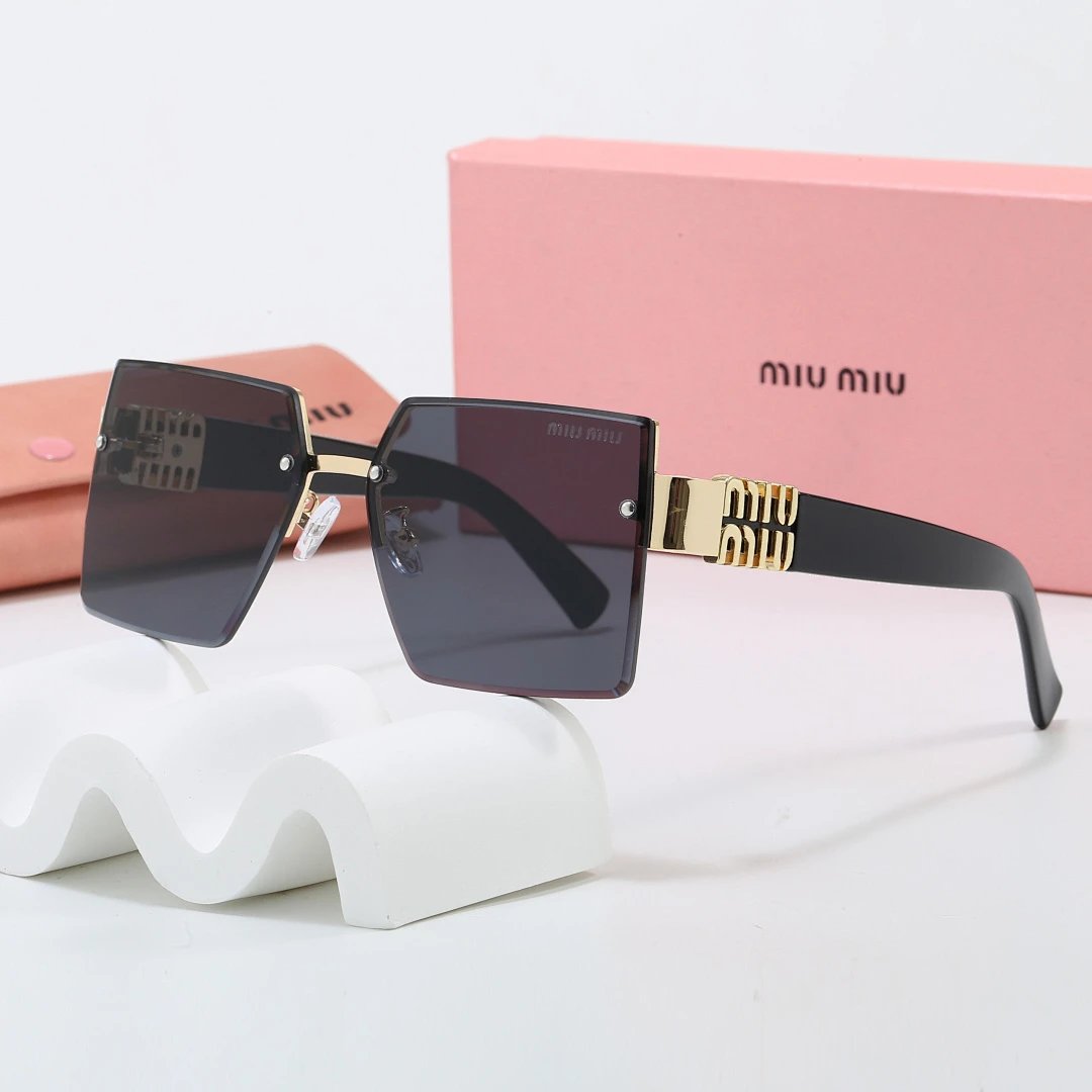 Miu Miu Black Tinted Lens Square Sunglasses, Polished Frame Style 13