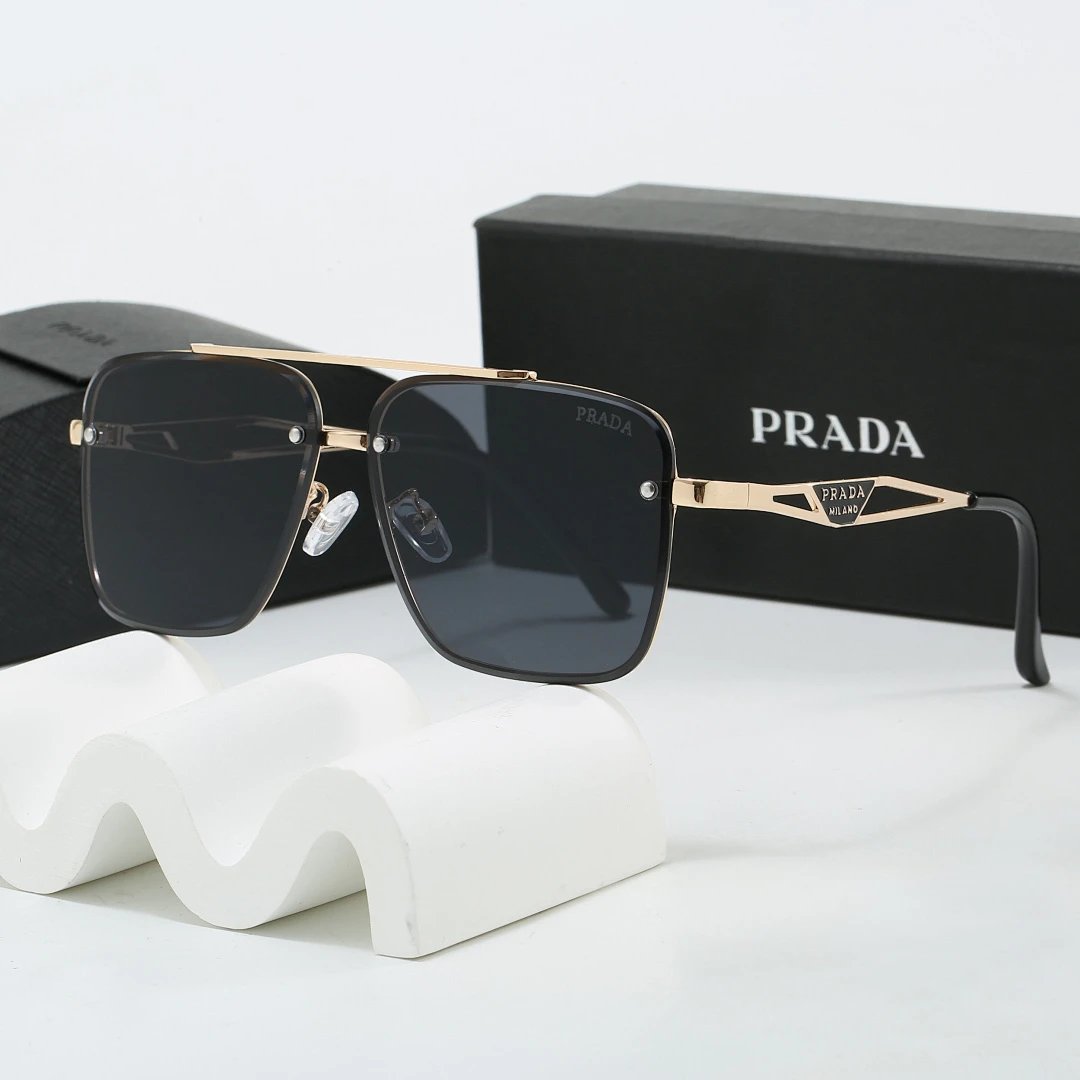 Prada Black Tinted Lens Square Sunglasses, Polished Frame Style 23