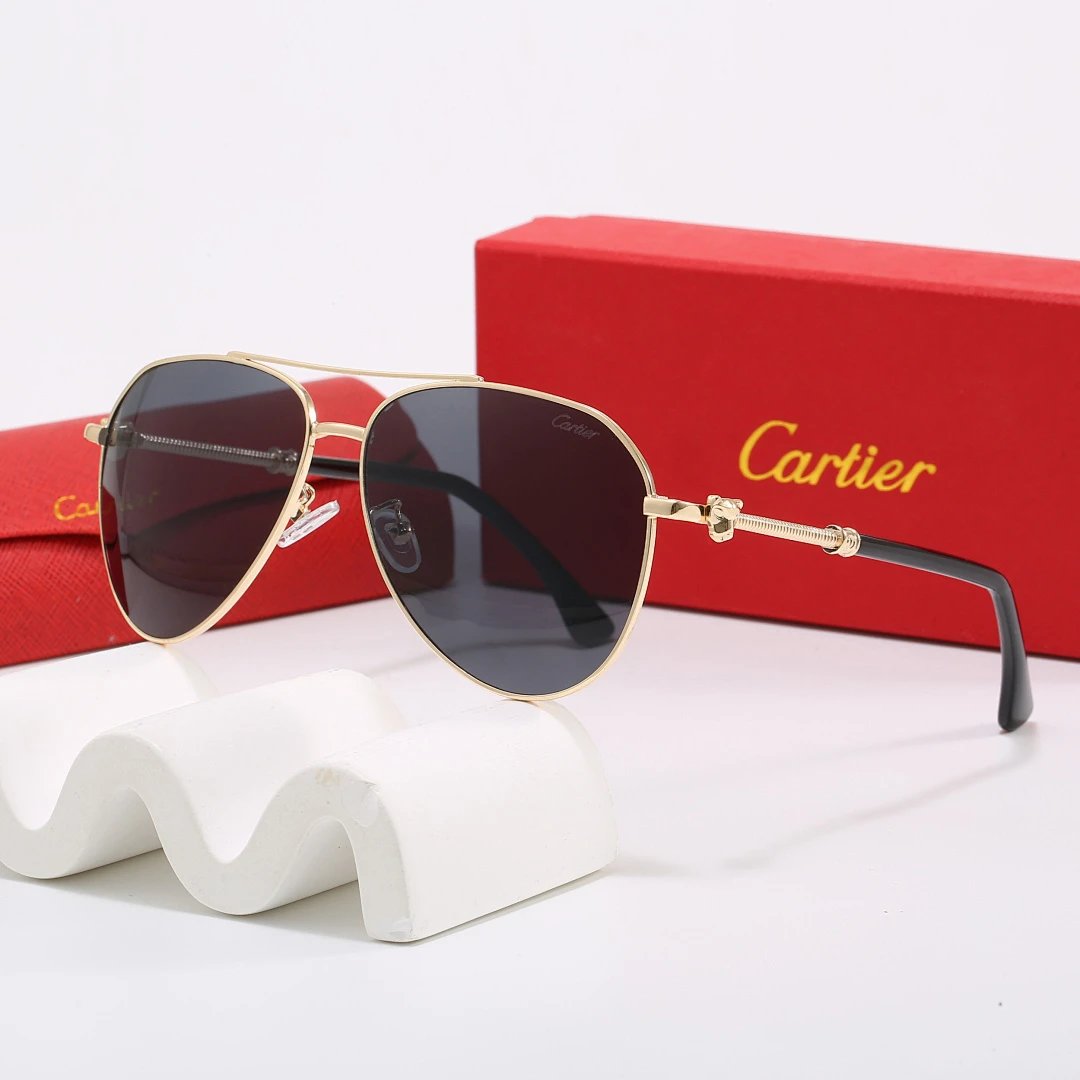 Cartier Red Tinted Lens Geometric Sunglasses, Polished Frame Style 05