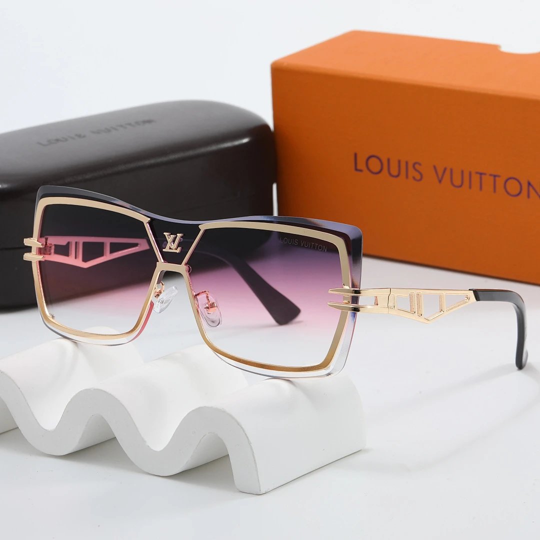 Louis Vuitton Brown Tinted Lens Square Sunglasses, Polished Frame Style 13