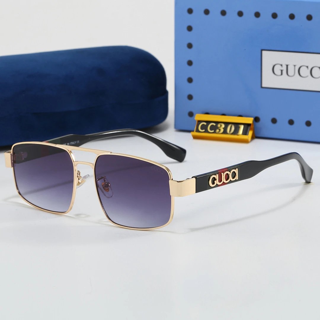 Gucci Blue Tinted Lens Square Sunglasses, Polished Frame Style 17