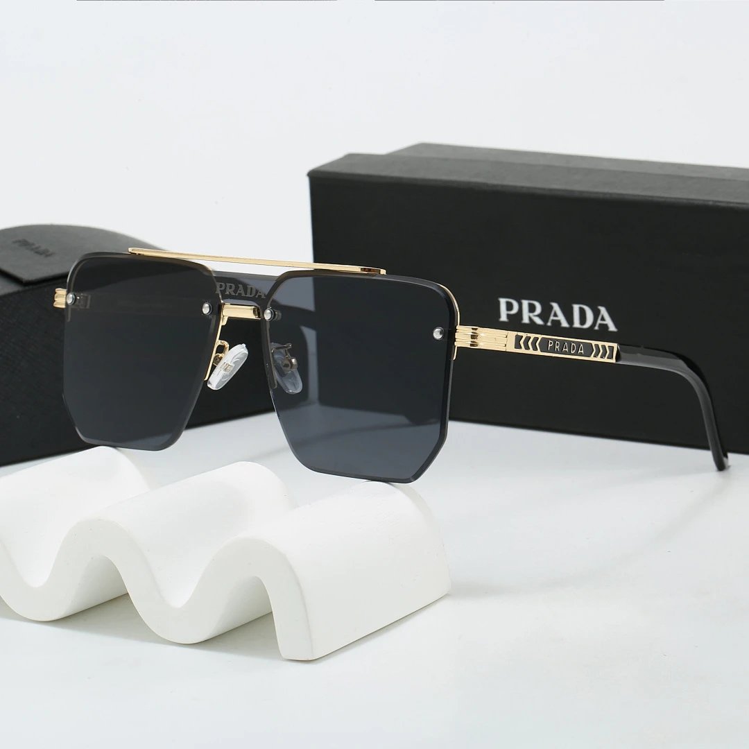 Prada Black Tinted Lens Square Sunglasses, Polished Frame Style 16