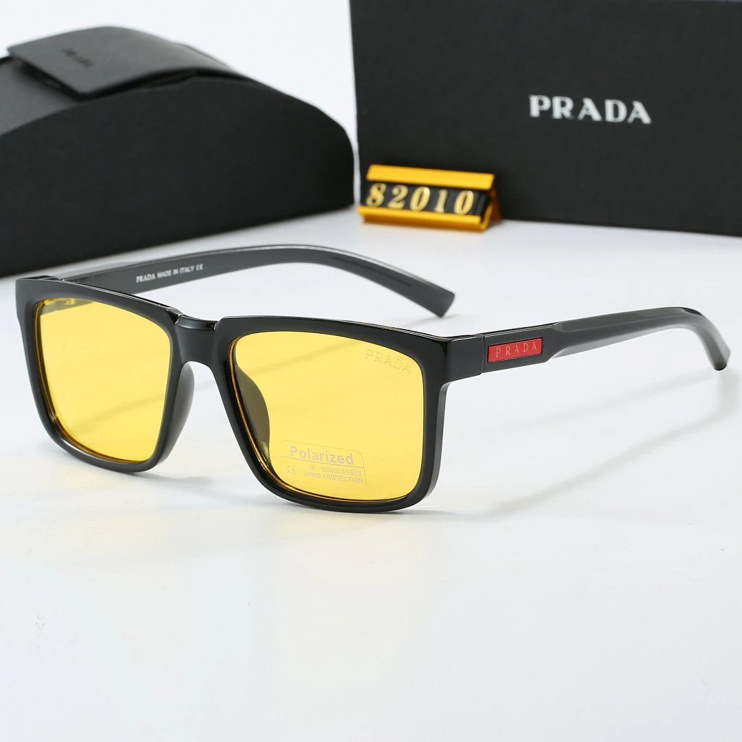 Prada Black Tinted Lens Square Sunglasses, Polished Frame Style 14