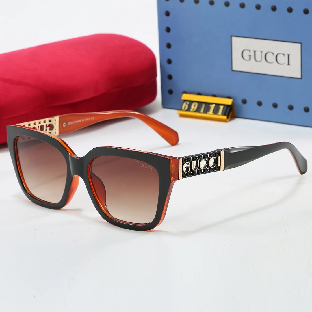Gucci Brown Tinted Lens Square Sunglasses, Polished Frame Style 16