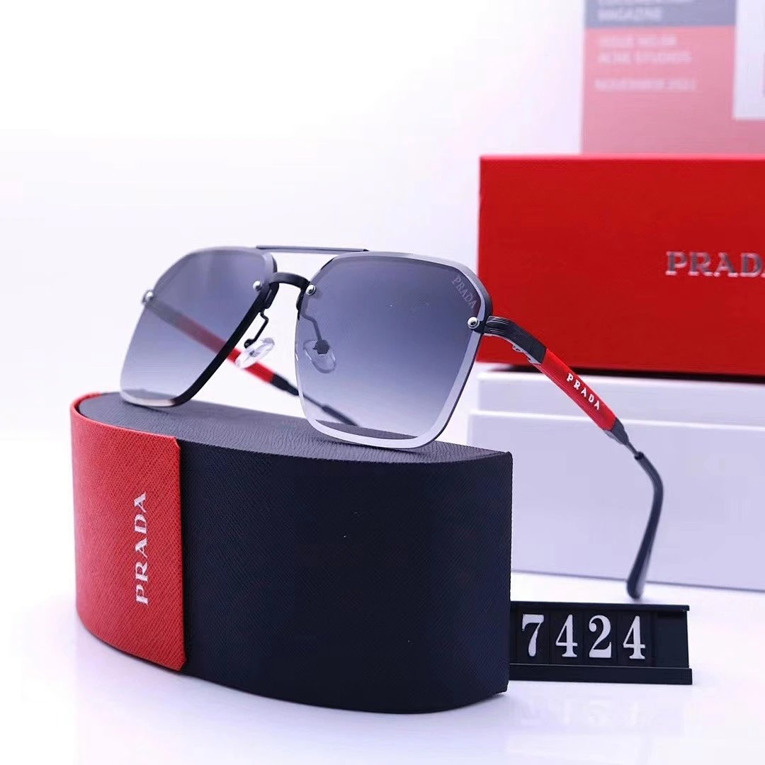 Prada Tinted Lens Square Sunglasses, Polished Frame Style 04