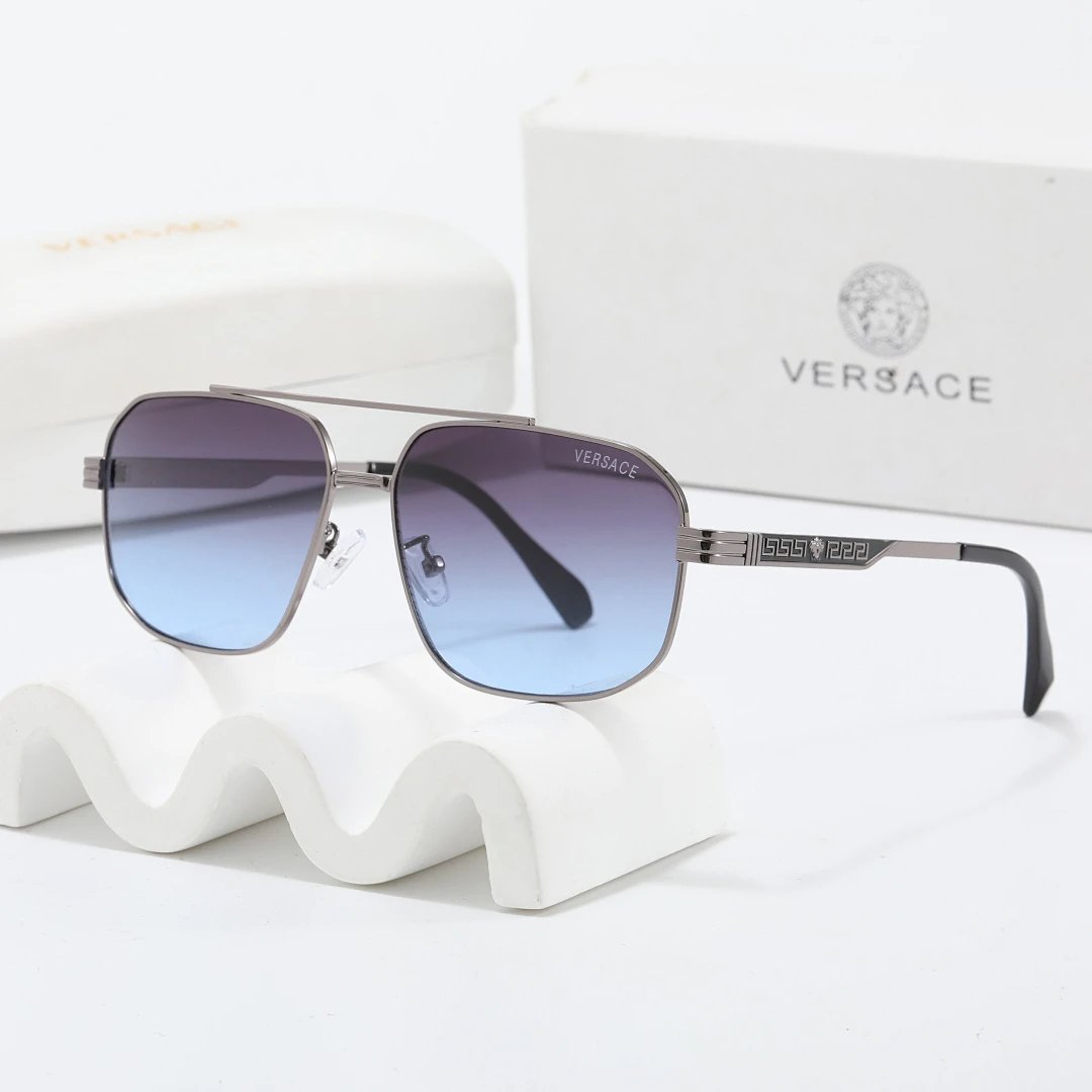 Versace Gray Tinted Lens Square Sunglasses, Polished Frame Style 30