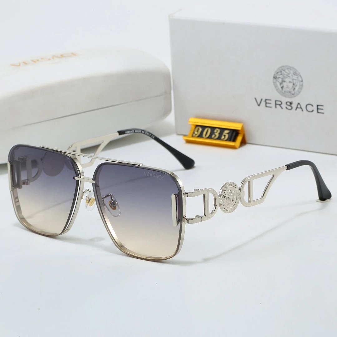Versace Gray Tinted Lens Square Sunglasses, Polished Frame Style 10