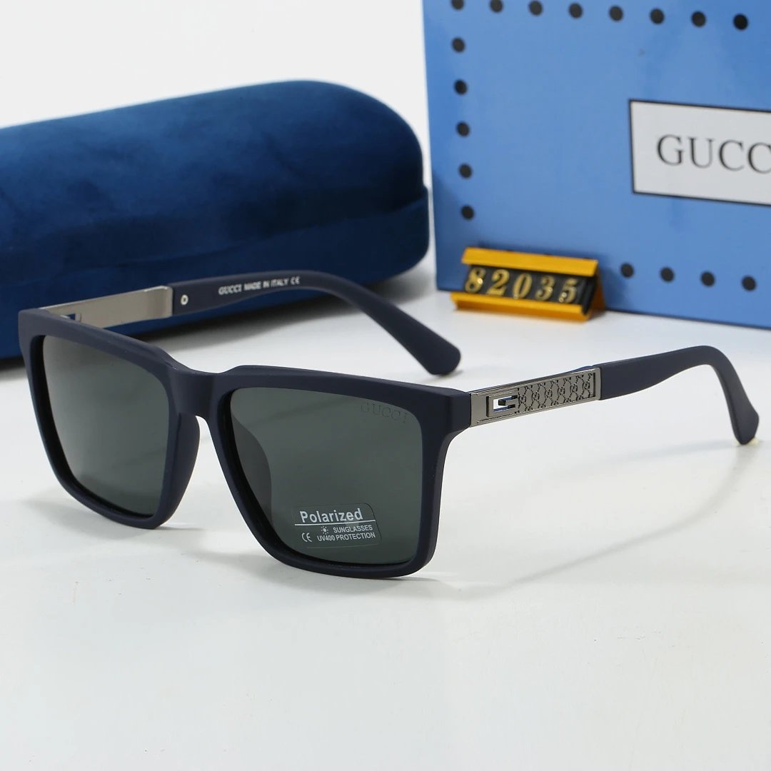 Gucci Blue Tinted Lens Square Sunglasses, Polished Frame Style 31