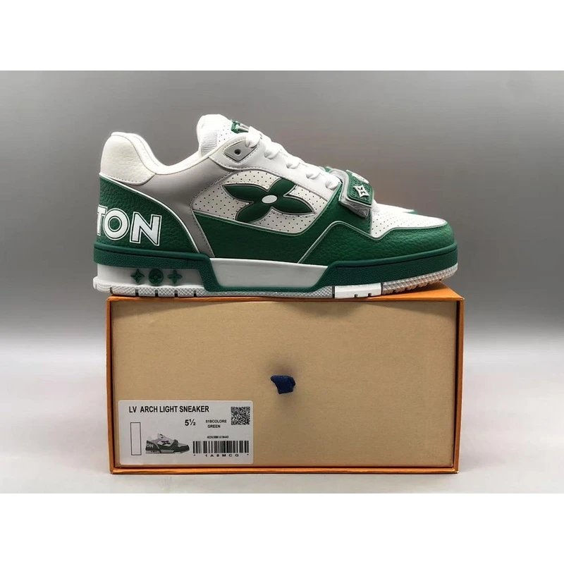Trainer Low Top Sneakers   round toe lace-up low-top Green Brown - Style 37
