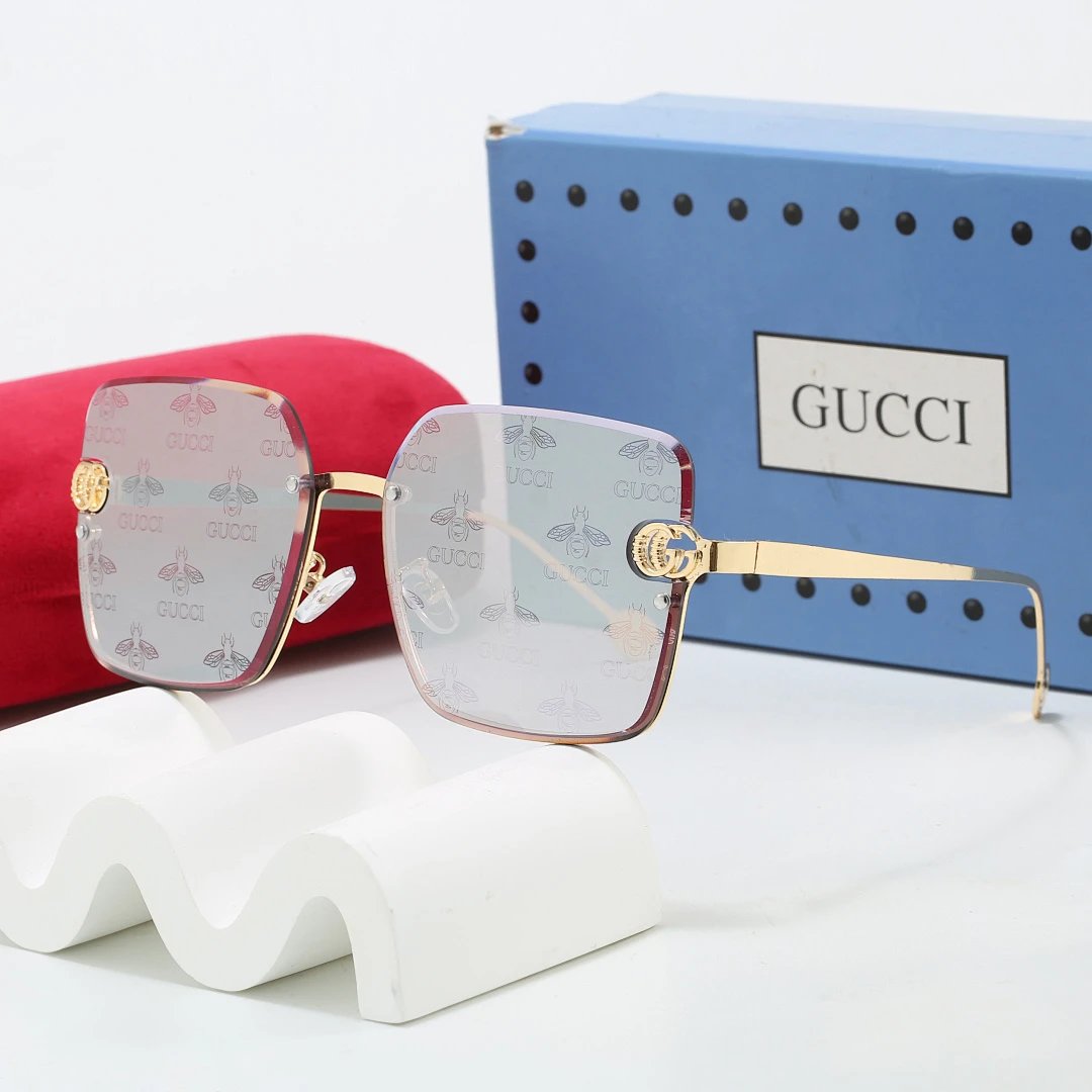 Gucci Blue Tinted Lens Square Sunglasses, Polished Frame Style 13