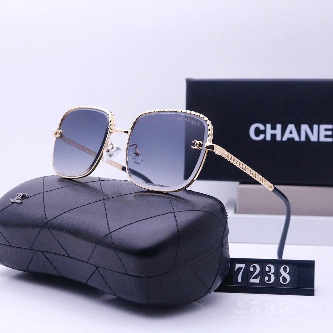 Chanel Black Tinted Lens Square Sunglasses, Polished Frame Style 23