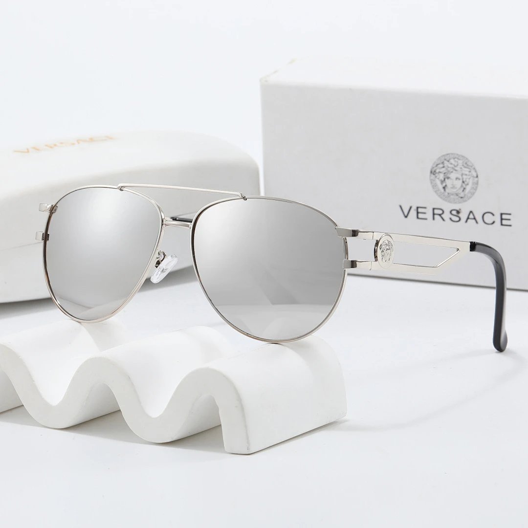 Versace Gray Tinted Lens Square Sunglasses, Polished Frame Style 28