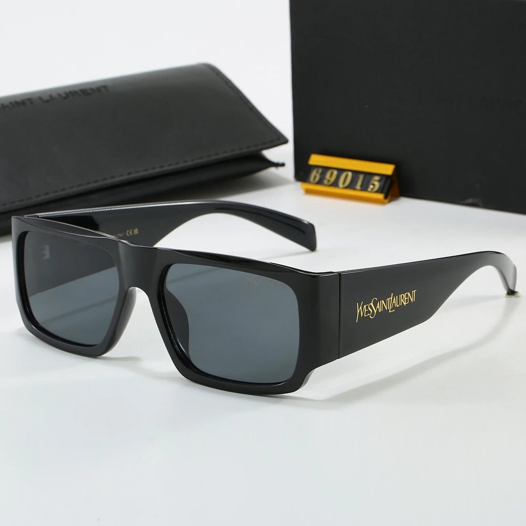 Saint Laurent Black Tinted Lens Square Sunglasses, Polished Frame Style 28