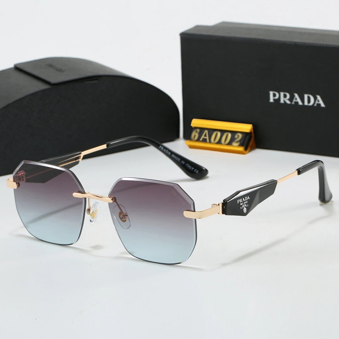 Prada Black Tinted Lens Square Sunglasses, Polished Frame Style 09