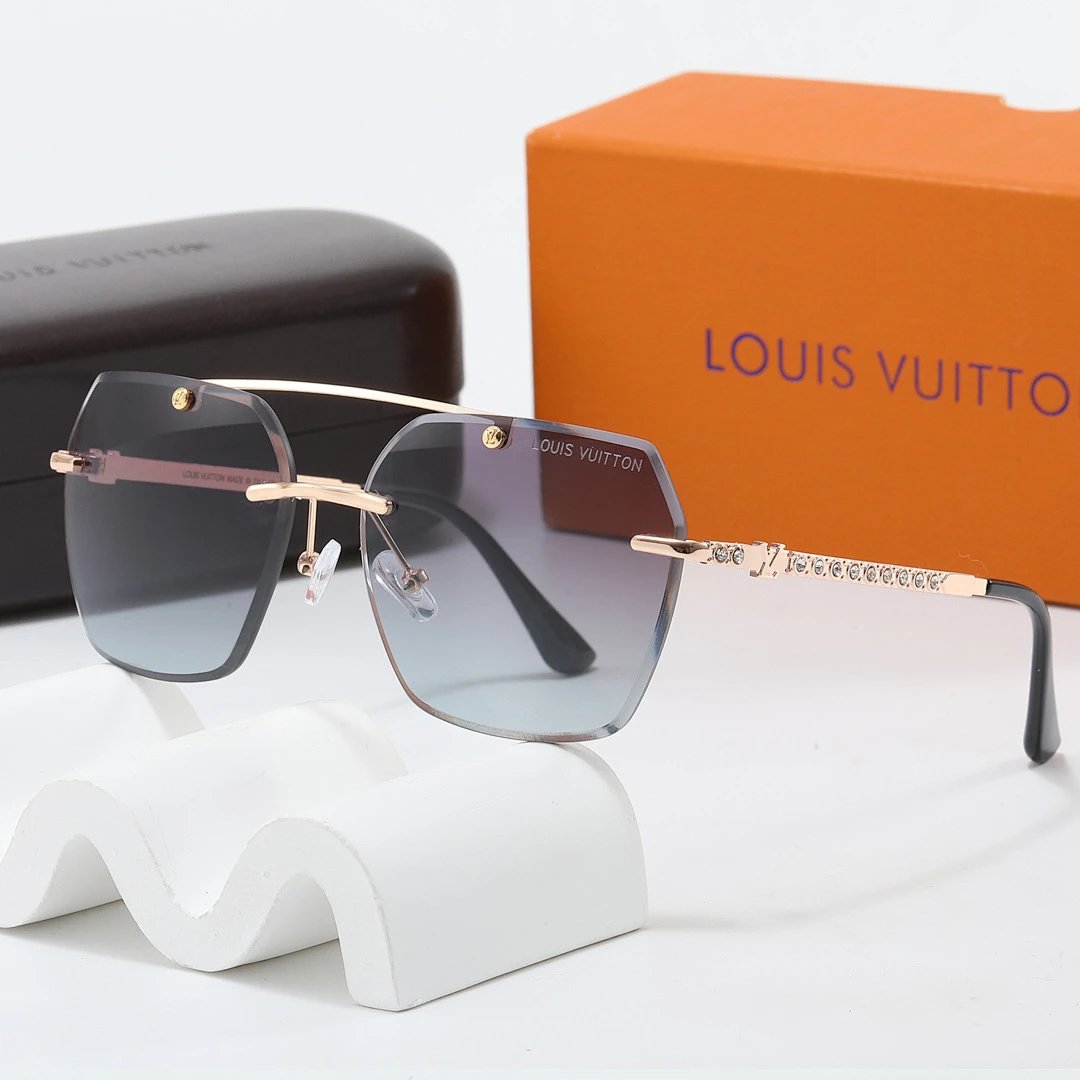 Louis Vuitton Brown Tinted Lens Square Sunglasses, Polished Frame Style 34