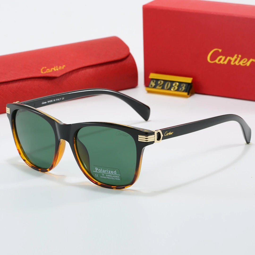 Cartier Tinted Lens Geometric Sunglasses, Polished Frame Style 01