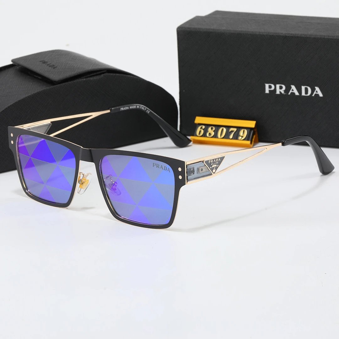 Prada Black Tinted Lens Square Sunglasses, Polished Frame Style 01