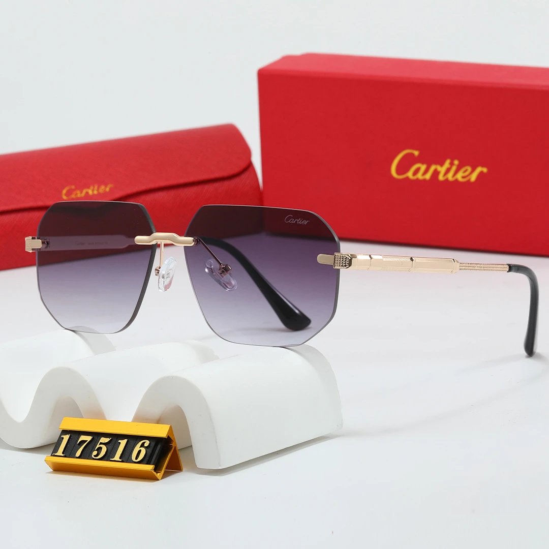 Cartier Red Tinted Lens Geometric Sunglasses, Polished Frame Style 10