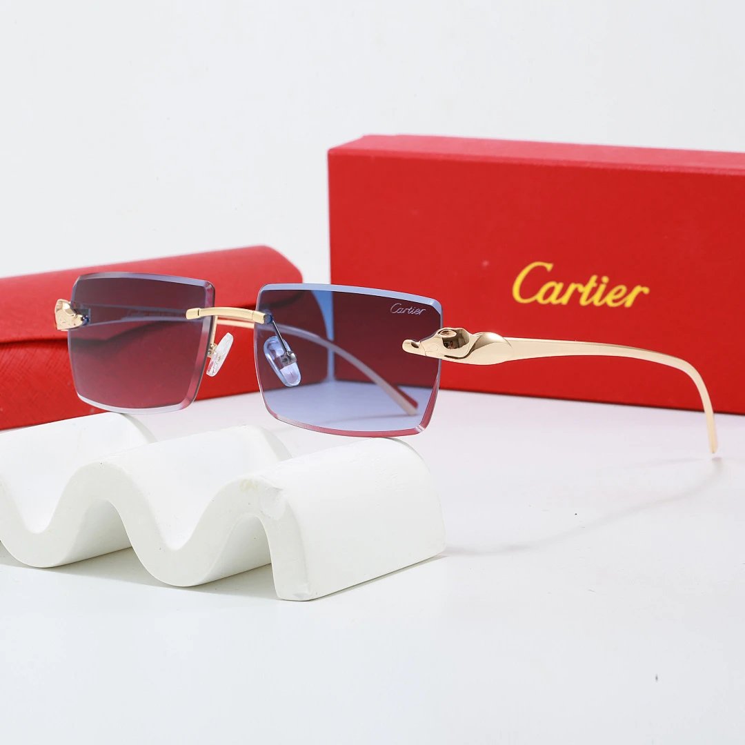 Cartier Red Tinted Lens Geometric Sunglasses, Polished Frame Style 09