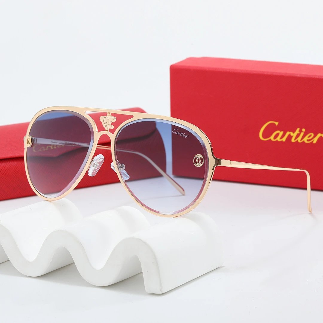 Cartier Tinted Lens Geometric Sunglasses, Polished Frame Style 03