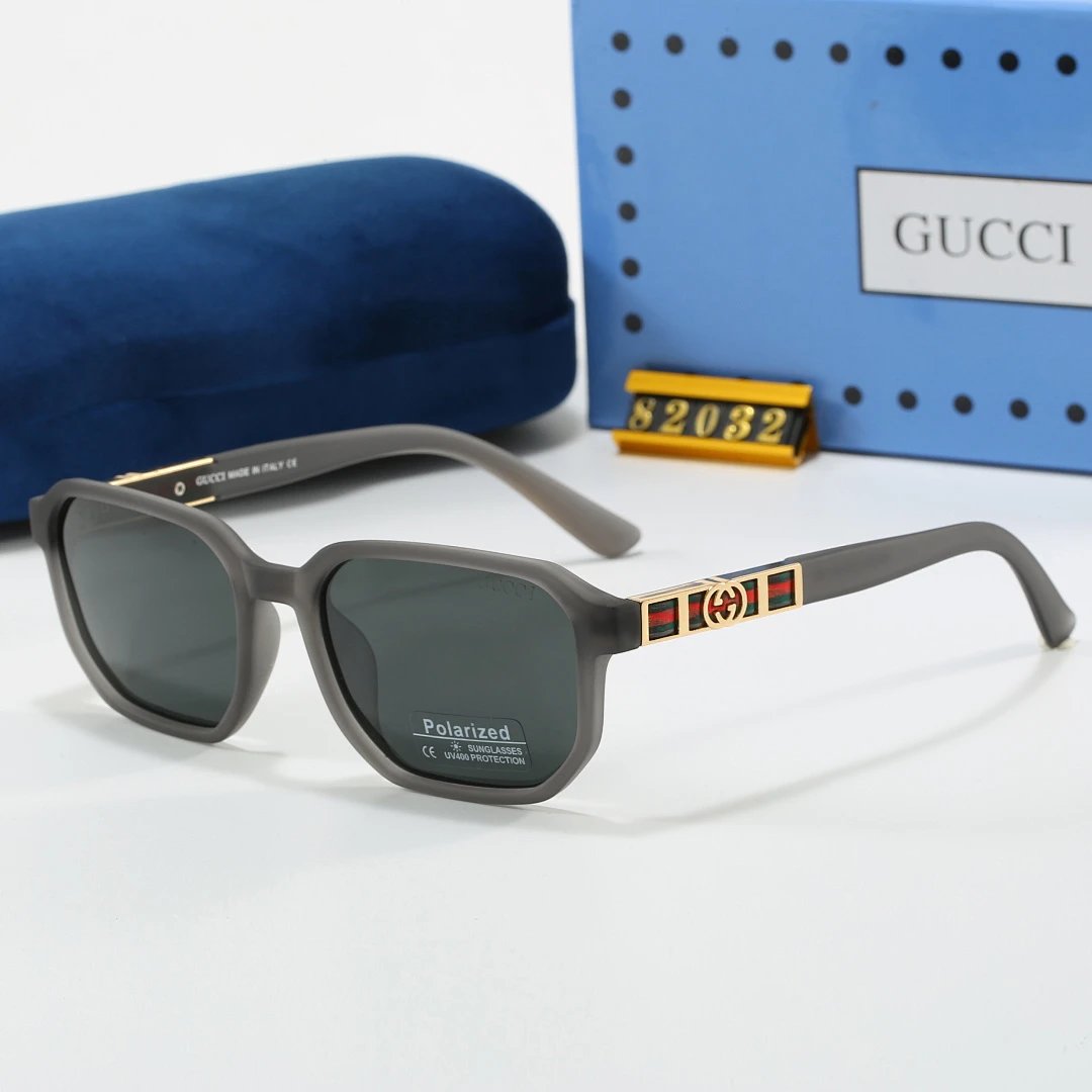 Gucci Blue Tinted Lens Square Sunglasses, Polished Frame Style 18