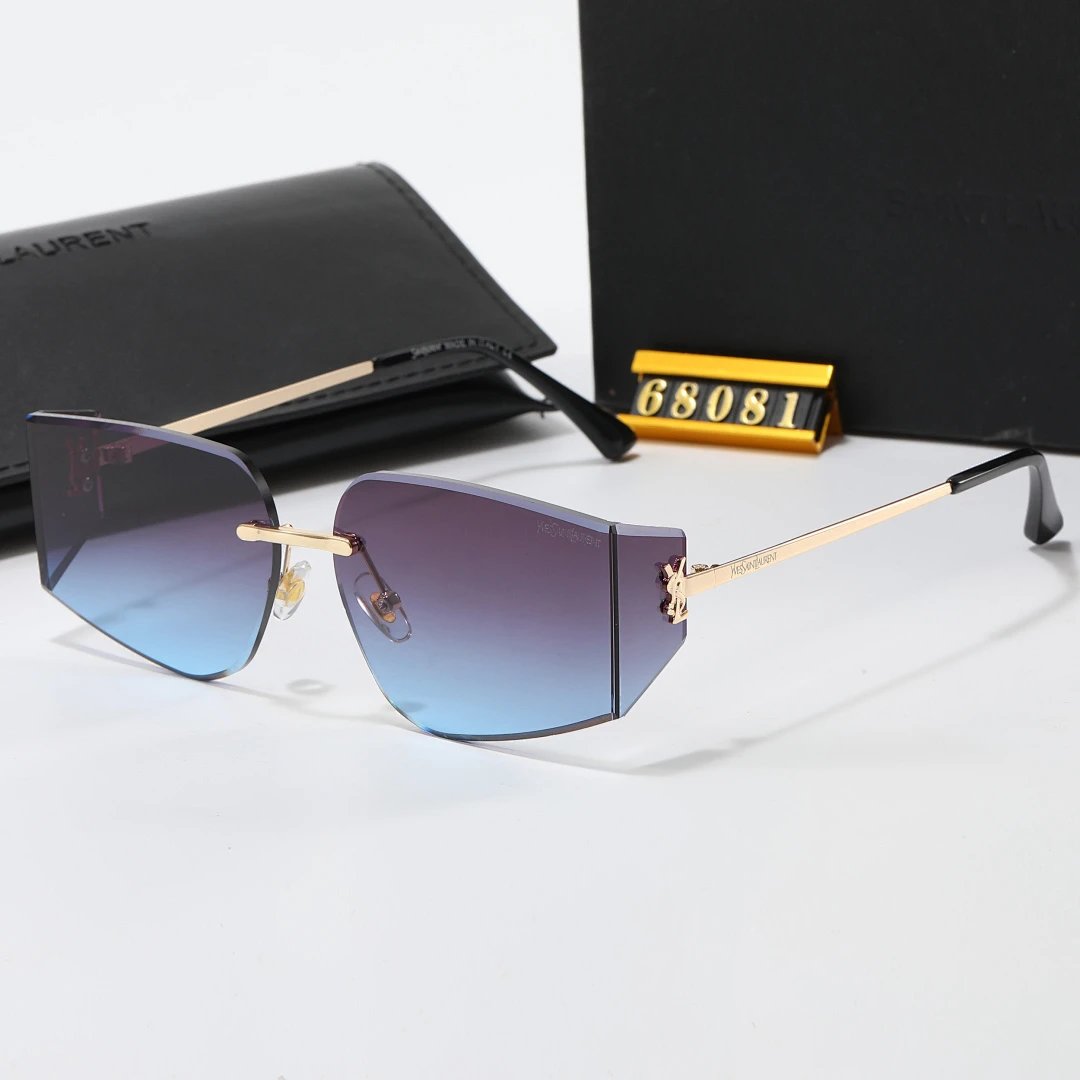 Saint Laurent Black Tinted Lens Square Sunglasses, Polished Frame Style 13