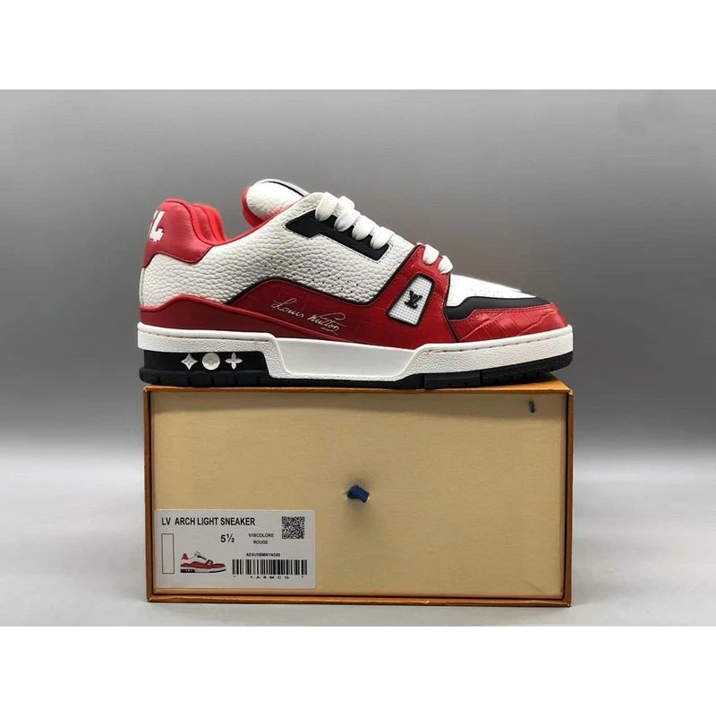 Trainer Low Top Sneakers calf   round toe lace-up low-top Red - Style 8