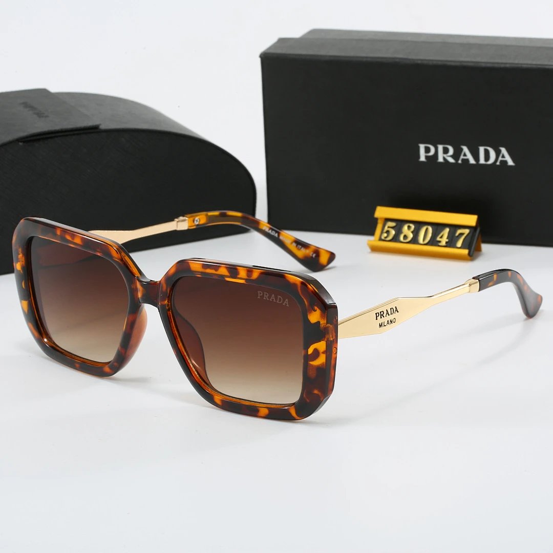 Prada Black Tinted Lens Square Sunglasses, Polished Frame Style 16
