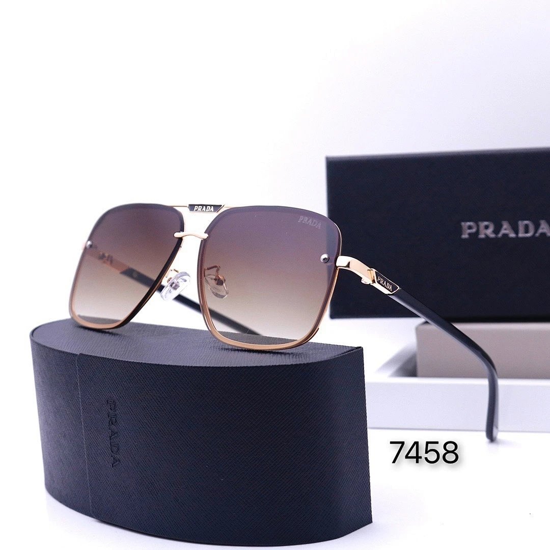 Prada Black Tinted Lens Square Sunglasses, Polished Frame Style 16