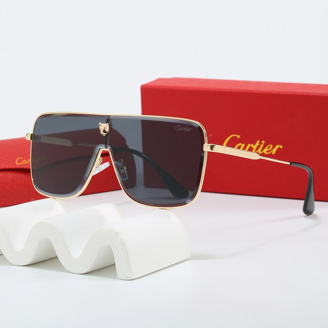 Cartier Red Tinted Lens Geometric Sunglasses, Polished Frame Style 08