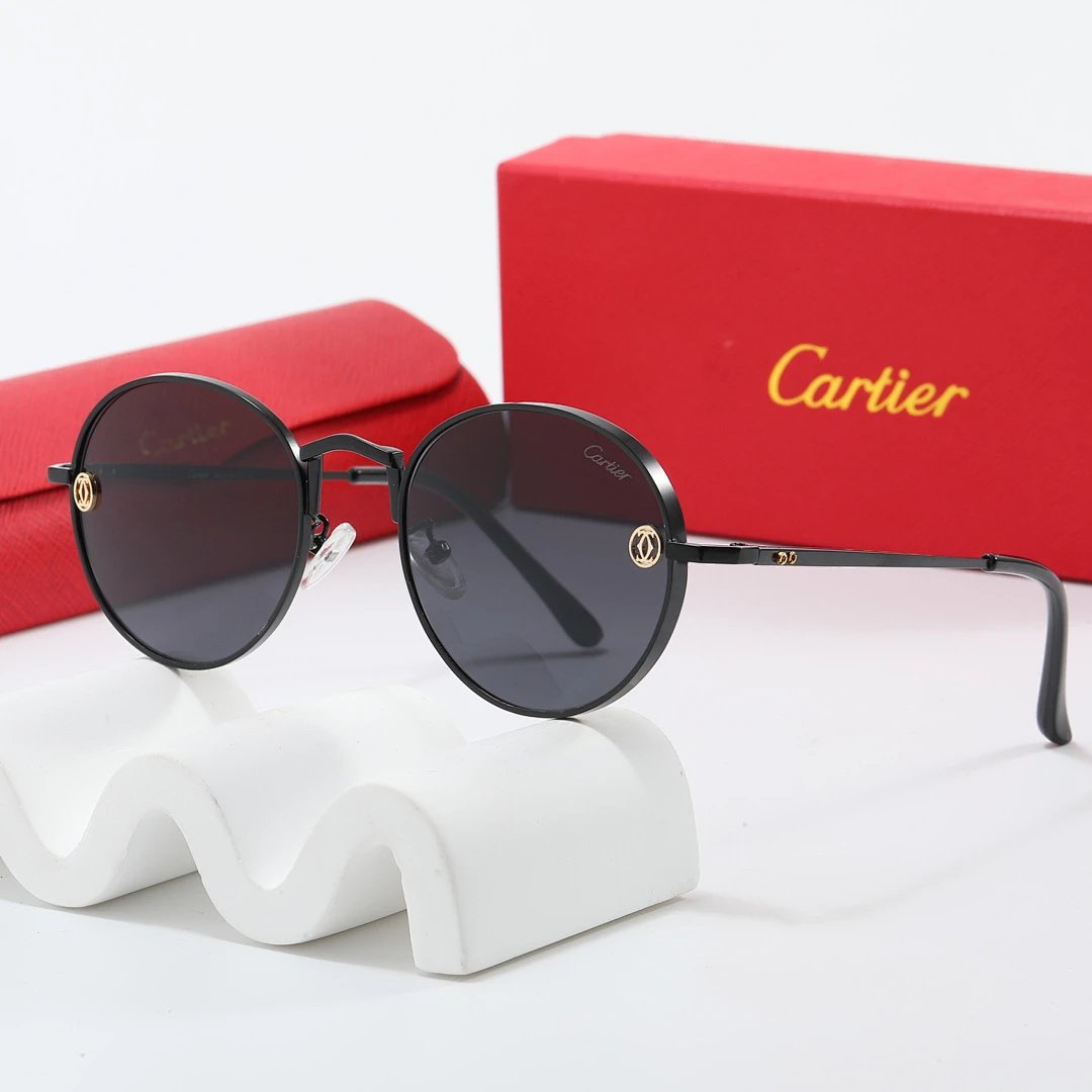 Cartier Brown Tinted Lens Geometric Sunglasses, Polished Frame Style 01