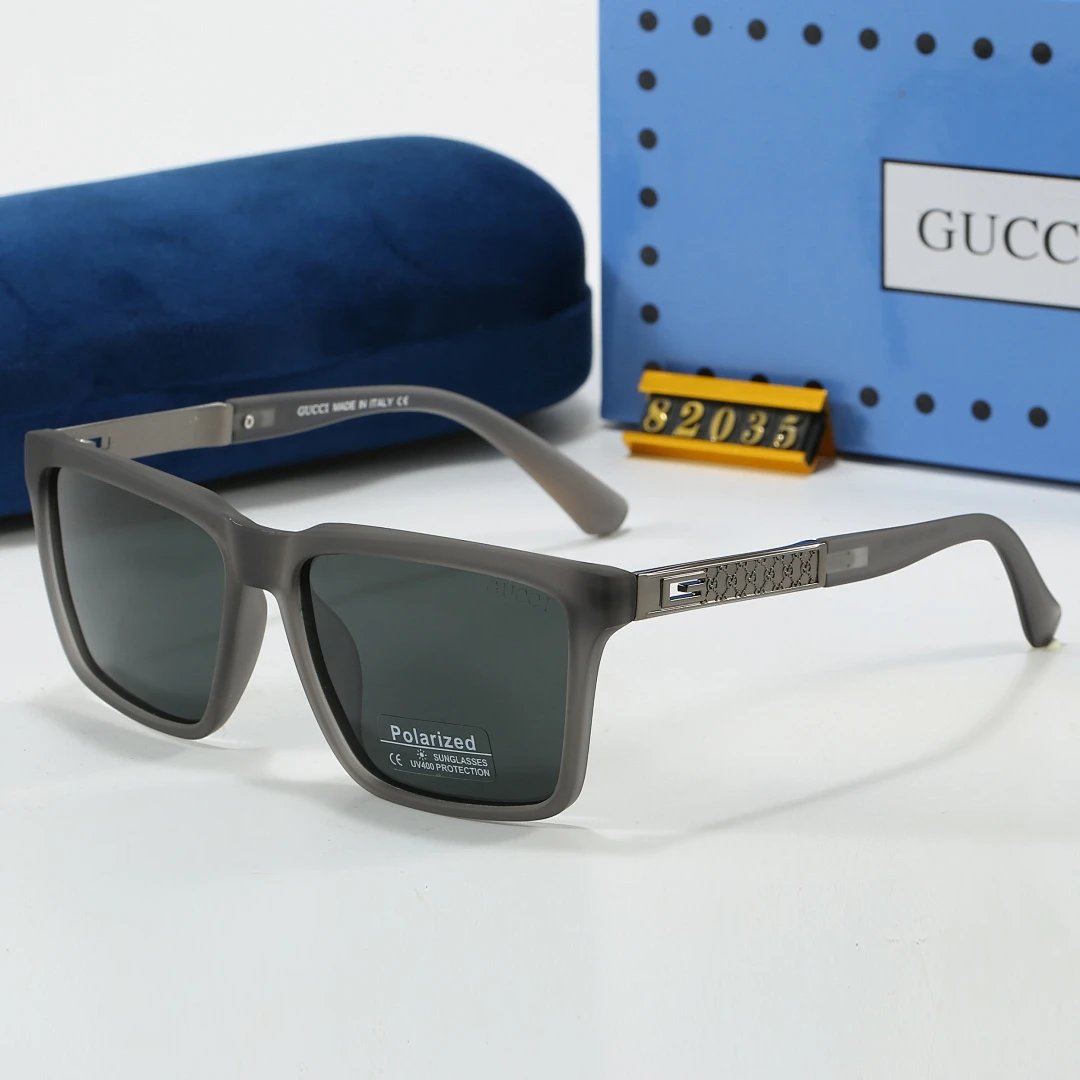 Gucci Blue Tinted Lens Square Sunglasses, Polished Frame Style 30
