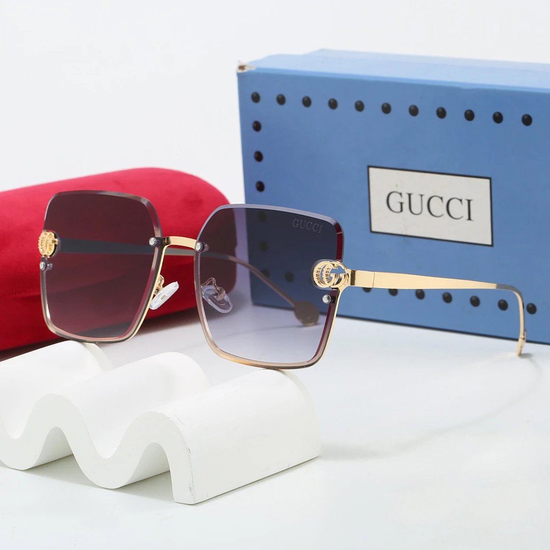 Gucci Tinted Lens Square Sunglasses, Polished Frame Style 15