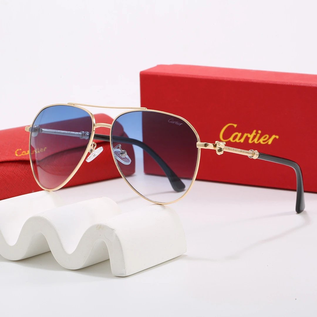 Cartier Red Tinted Lens Geometric Sunglasses, Polished Frame Style 07