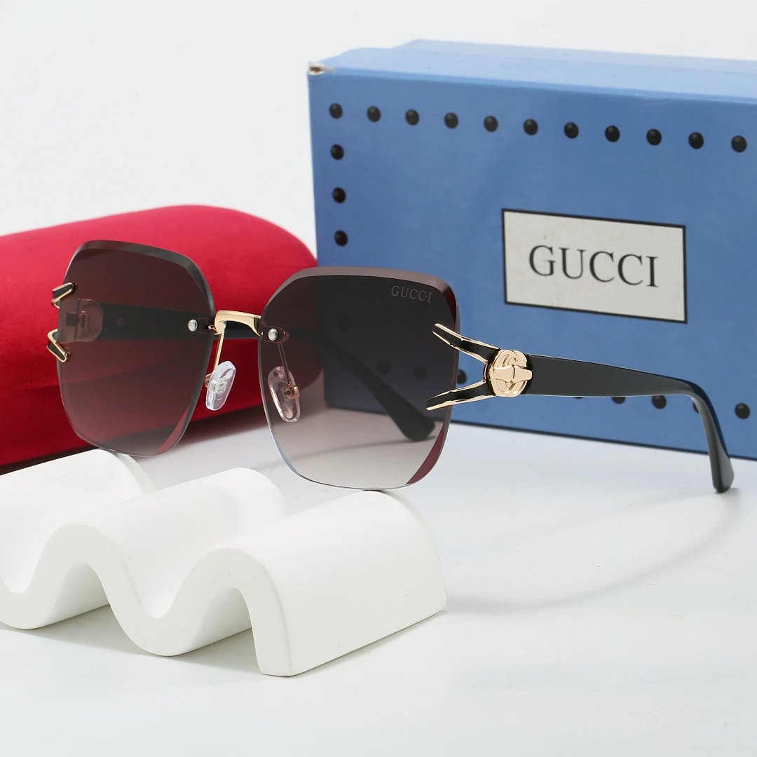 Gucci Tinted Lens Square Sunglasses, Polished Frame Style 17